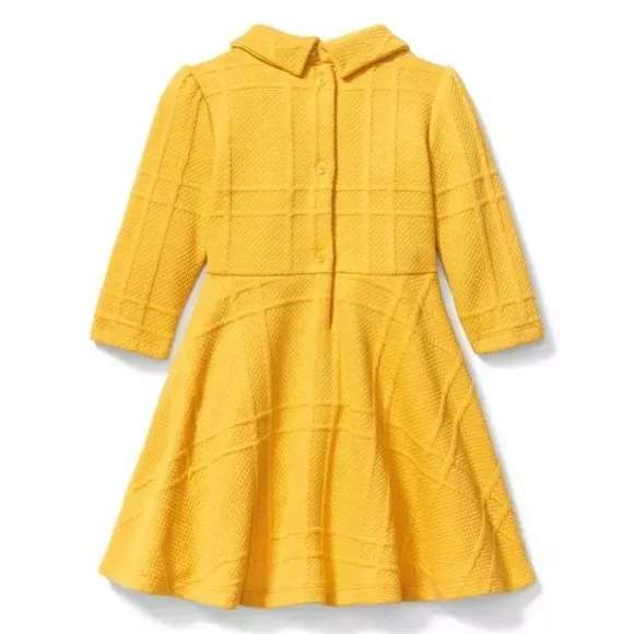 Janie and Jack 2T Marigold Yellow Quilted Jacquard Dress - Picture 2 of 5